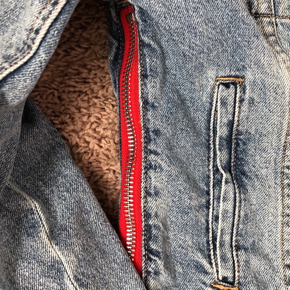 blanknyc red fury denim jacket